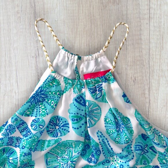 Lilly Pulitzer Sand Dollar Starfish Halter Tank Swing Top Coastal Beach Preppy M - Picture 2 of 4